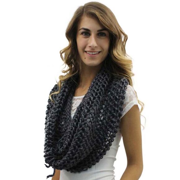 Crocheted Knit Infinity Scarf Shawl - Picture 3 of 8
